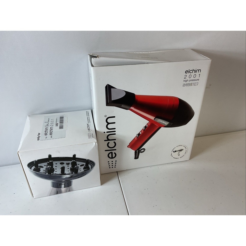Elchim 2001 high pressure Professional Salon Hair Dryer WHITE Italy + Diffuser - Picture 1 of 10